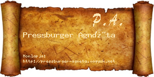 Pressburger Agnéta névjegykártya